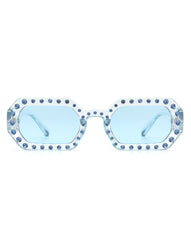 Whisp - Square Retro Rhinestone Tinted Geometric Fashion Sunglasses