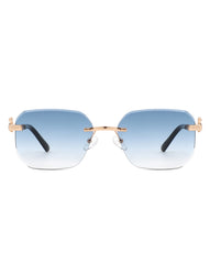 Solar - Curved Tinted Rimless Rectangle Sunglasses