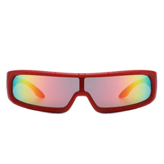 Orion - Futuristic Wrap Around Rectangle Shield Sunglasses