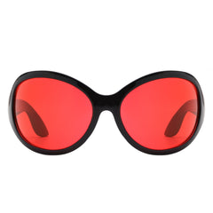 Aerith - Oversized Curved Round Fashion Sunglasses for Women