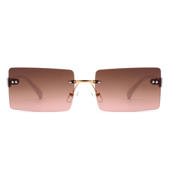 Jadesoul - Rectangle Retro Rimless Tinted Fashion Vintage Square