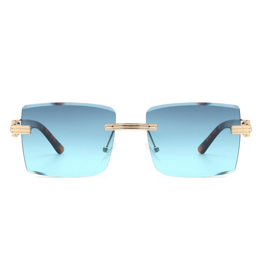 Tycho - Retro Rimless Square Tinted Flat Top Sunglasses