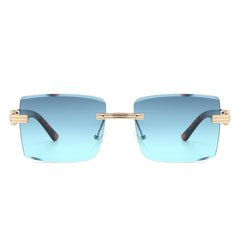 Tycho - Retro Rimless Square Tinted Flat Top Sunglasses