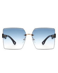 Zephyr - Oversized Tinted Curved Lens Square Fashion Sunglasses