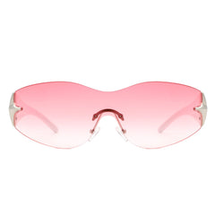 Spark - Sleek Rimless Double Star Fashion Shield Sunglasses