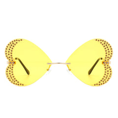 Quixotia - Rimless Butterfly Heart Shape Tinted Fashion Women