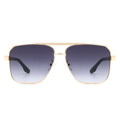 Shimmer - Square Flat Top Tinted Brow-Bar Fashion Sunglasses