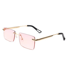 Vibrante - Rectangle Rimless Retro Tinted Fashion Flat top Sunglasses