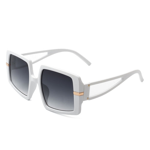 Jasmoria - Oversize Square Geometric Irregular Flat Top Women Sunglass