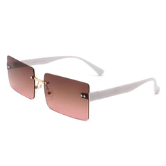 Jadesoul - Rectangle Retro Rimless Tinted Fashion Vintage Square