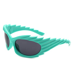 Nightgle - Rectangle Wrap Around Oval Spike Sport Sunglasses