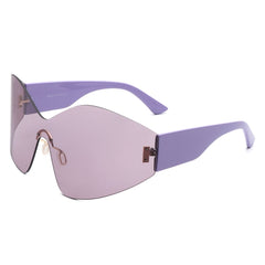 Electra - Oversized Rimless Wraparound Shield Sunglasses