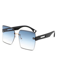 Zephyr - Oversized Tinted Curved Lens Square Fashion Sunglasses