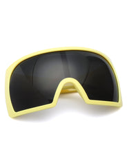 Blaze - Oversized Curved Shield Wrap-Around Square Sunglasses