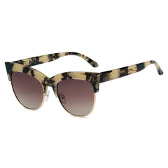 HENRIETTA | Women Half Frame Round Cat Eye Sunglasses