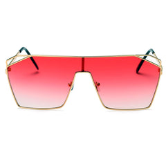 LAVAL | S2071 - Flat Top Metal Oversize Square Fashion Sunglasses