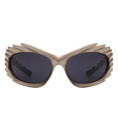 Nightgle - Rectangle Wrap Around Oval Spike Sport Sunglasses