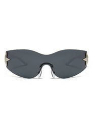 Vyrin - Star Designed Rimless Sleek Wraparound Shield Sunglasses