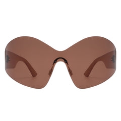 Electra - Oversized Rimless Wraparound Shield Sunglasses