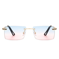 Vibrante - Rectangle Rimless Retro Tinted Fashion Flat top Sunglasses