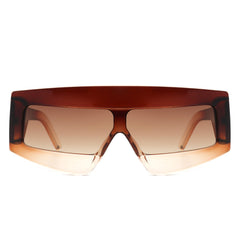 Celestia - Oversized Rectangle Square Tinted Flat Top Sunglasses