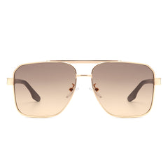 Shimmer - Square Flat Top Tinted Brow-Bar Fashion Sunglasses