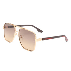 Shimmer - Square Flat Top Tinted Brow-Bar Fashion Sunglasses