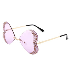 Quixotia - Rimless Butterfly Heart Shape Tinted Fashion Women