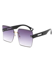 Zephyr - Oversized Tinted Curved Lens Square Fashion Sunglasses