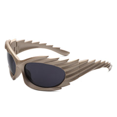 Nightgle - Rectangle Wrap Around Oval Spike Sport Sunglasses