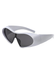 Ascary - Oversized Winged Bar Shield Sunglasses