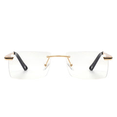 Vibrante - Rectangle Rimless Retro Tinted Fashion Flat top Sunglasses