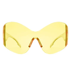 Oriel - Rimless Oversized Wraparound Shield Women Sunglasses