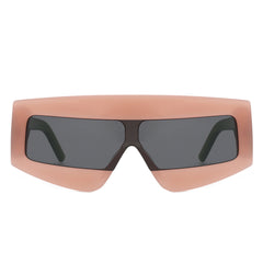 Celestia - Oversized Rectangle Square Tinted Flat Top Sunglasses