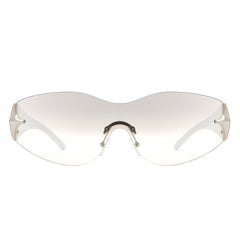 Spark - Sleek Rimless Double Star Fashion Shield Sunglasses