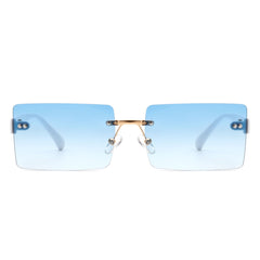 Jadesoul - Rectangle Retro Rimless Tinted Fashion Vintage Square