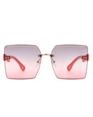 Zephyr - Oversized Tinted Curved Lens Square Fashion Sunglasses