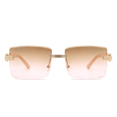 Tycho - Retro Rimless Square Tinted Flat Top Sunglasses