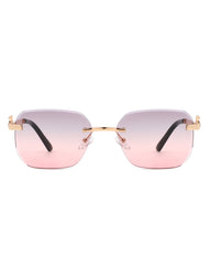 Solar - Curved Tinted Rimless Rectangle Sunglasses