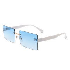 Jadesoul - Rectangle Retro Rimless Tinted Fashion Vintage Square