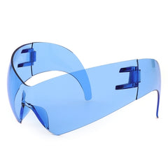 Clutch - Modern Rimless Oversized Color Pop Curved Sunglasses