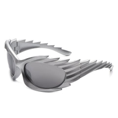 Nightgle - Rectangle Wrap Around Oval Spike Sport Sunglasses