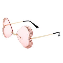 Quixotia - Rimless Butterfly Heart Shape Tinted Fashion Women