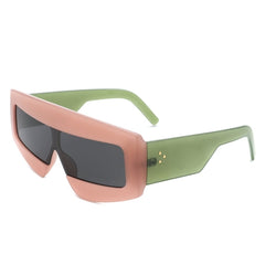 Celestia - Oversized Rectangle Square Tinted Flat Top Sunglasses