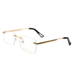 Vibrante - Rectangle Rimless Retro Tinted Fashion Flat top Sunglasses