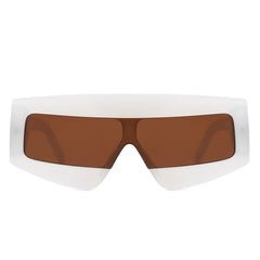 Celestia - Oversized Rectangle Square Tinted Flat Top Sunglasses