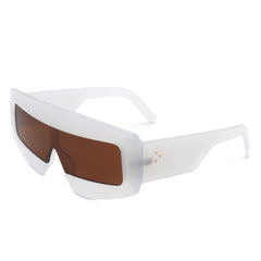 Celestia - Oversized Rectangle Square Tinted Flat Top Sunglasses