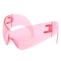 Clutch - Modern Rimless Oversized Color Pop Curved Sunglasses