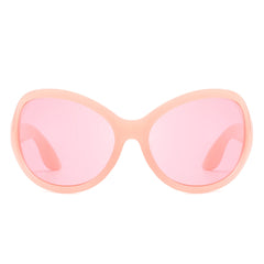 Aerith - Oversized Curved Round Fashion Sunglasses for Women