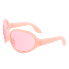 Aerith - Oversized Curved Round Fashion Sunglasses for Women